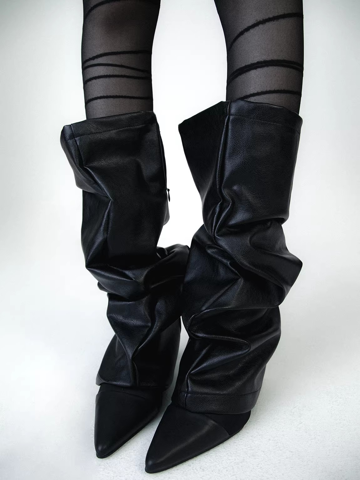 Knee Sleeve Pair - Damskie skarpety/legginsy z PU skóry na